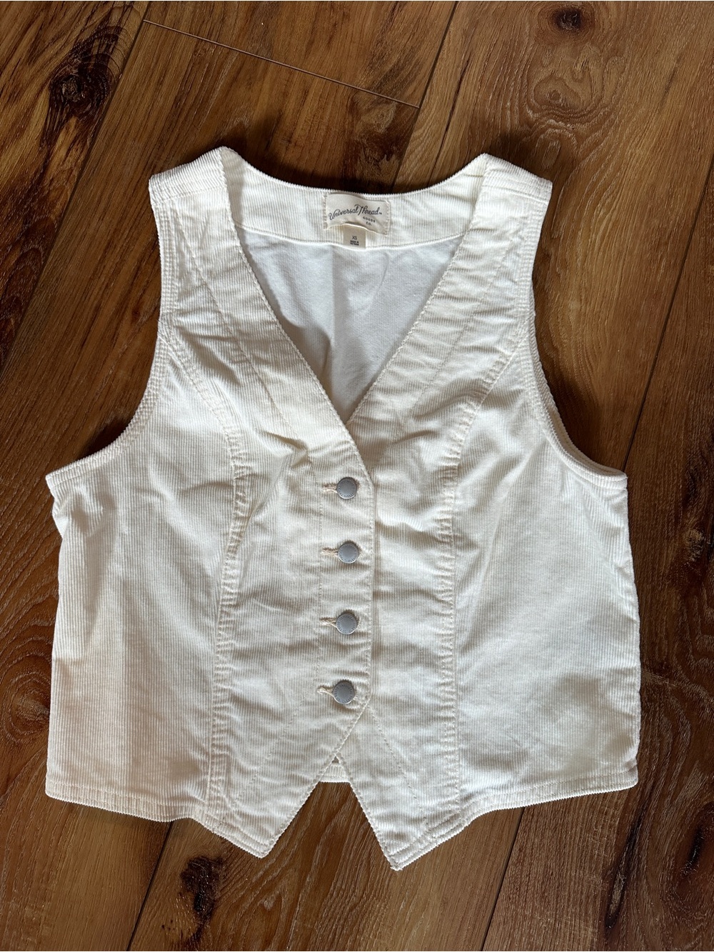 Universal Thread Cream Corduroy Button-Front Vest